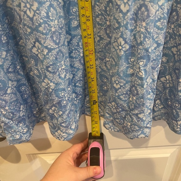 LL Bean Dress Wome Blue Fit Flare Wrap Floral Stretch Cottage Pleated small p - Picture 6 of 7